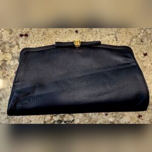 Vintage Black Silk Purse Clutch Evening Handbag